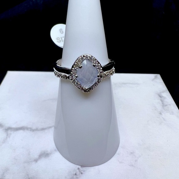 Blue Quartz Ring Size 6 Double Band 😍 - Picture 1 of 5